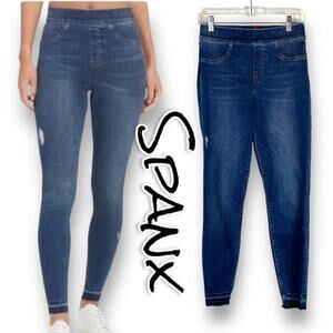 Spanx Distressed Ankle Skinny Jeans Medium Wash Womens Size Medium